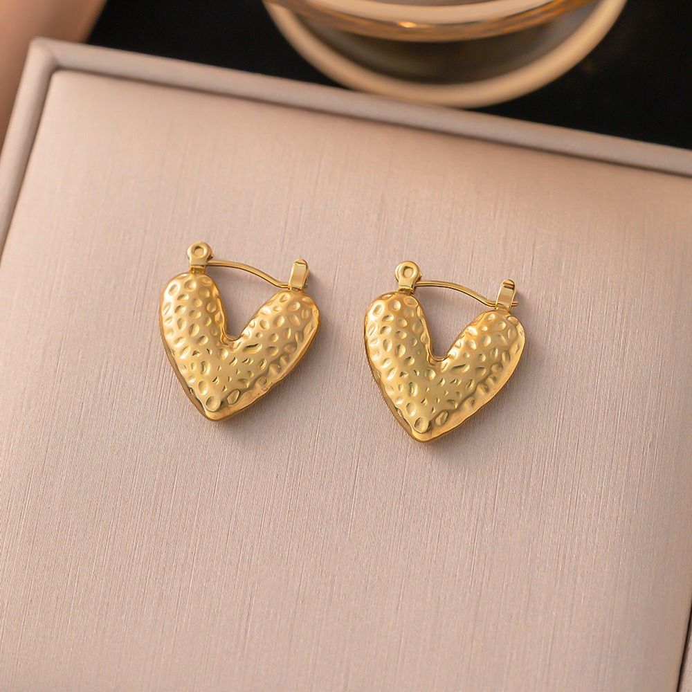 MYKI Gold Plated Anti-Tarnish Heart Hoop Earrings (MKERCH979G-SSYI)