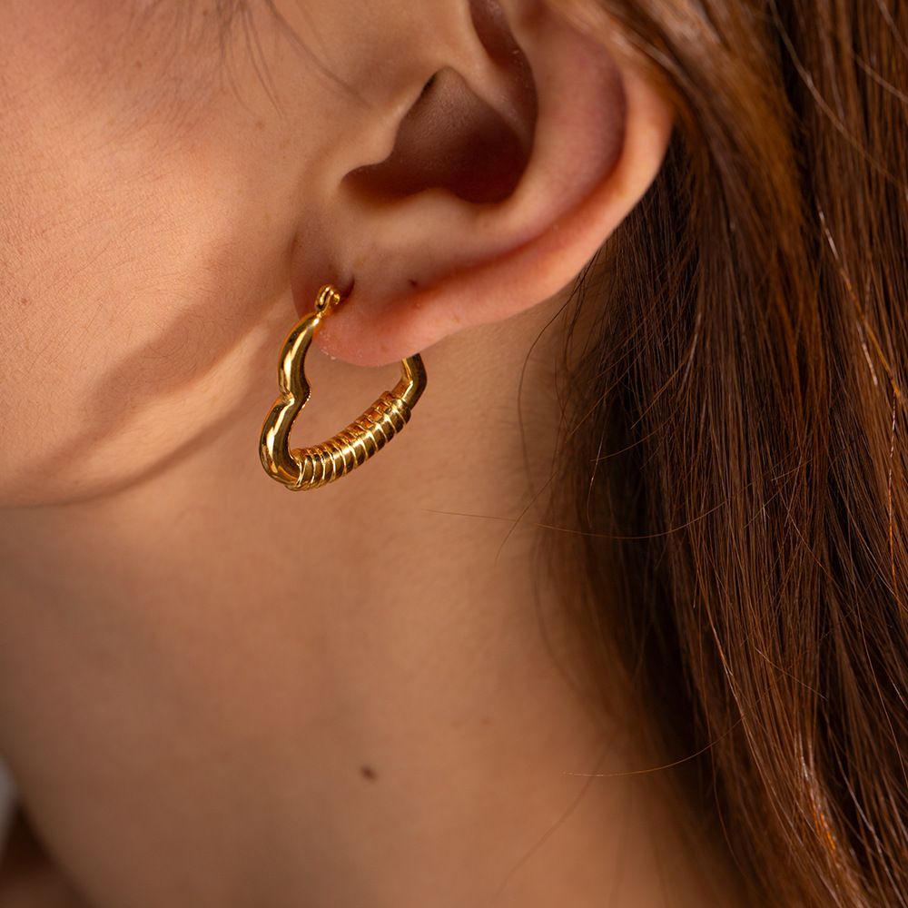 MYKI Gold Plated Anti-Tarnish Designer Hoop Earrings (MKERCH980G-SSYI)