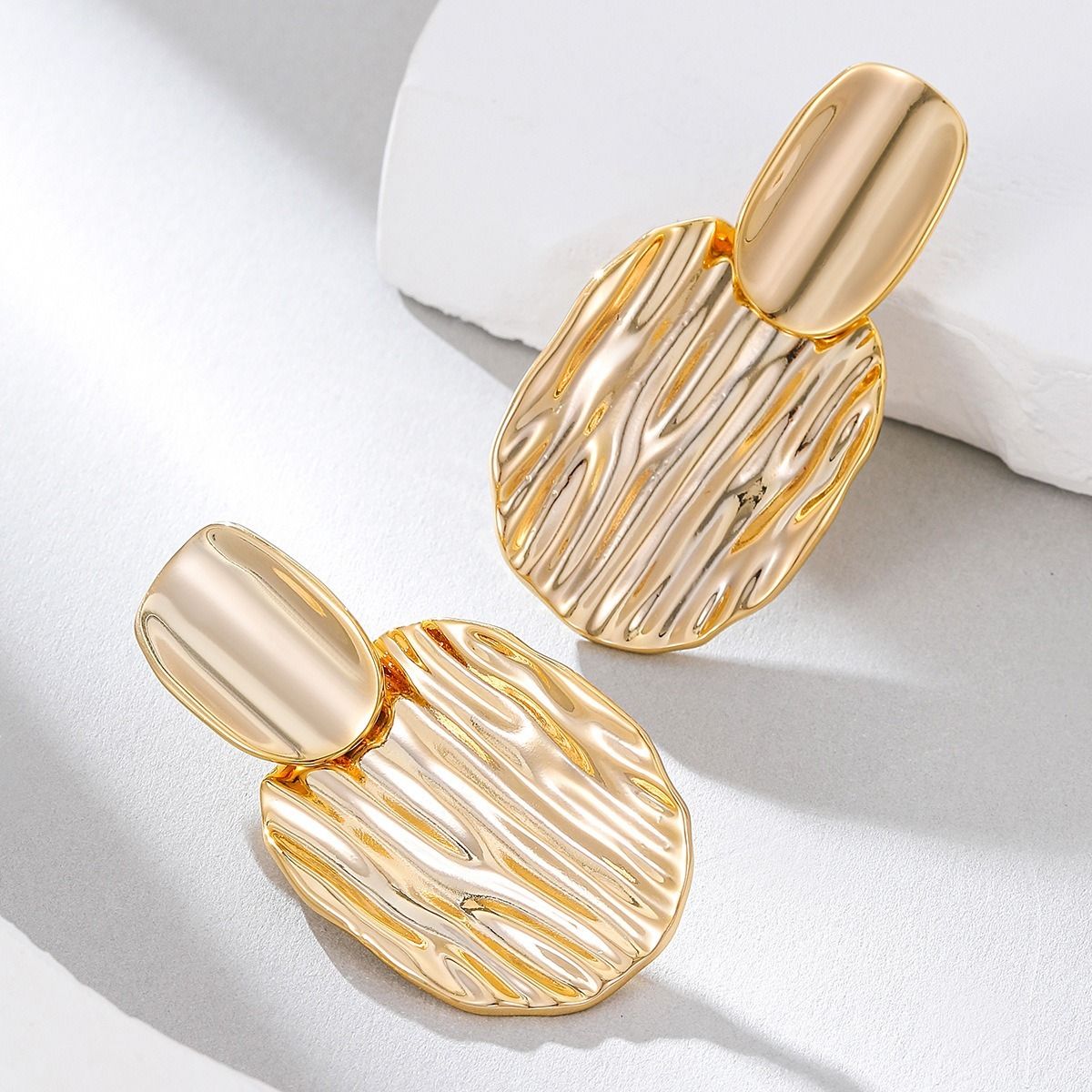 MYKI Anti-Tarnish Textured Drop Earrings (MKERCH981-SSYI)