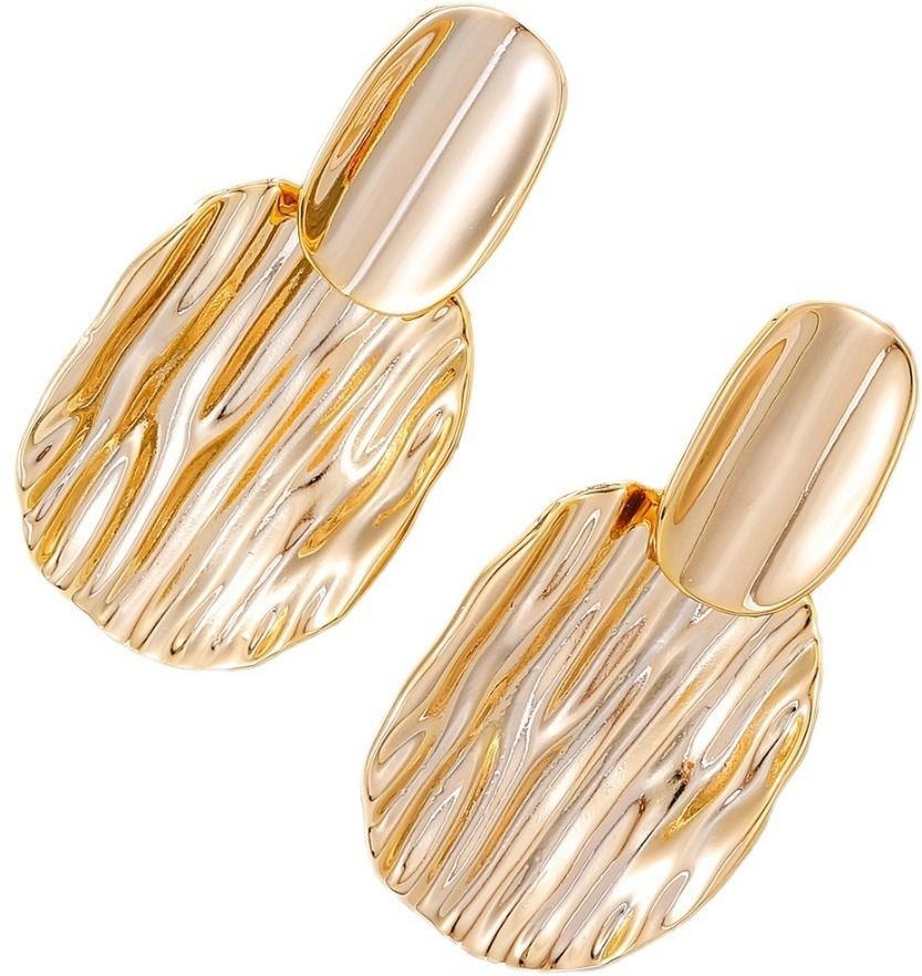 MYKI Anti-Tarnish Textured Drop Earrings (MKERCH981-SSYI)
