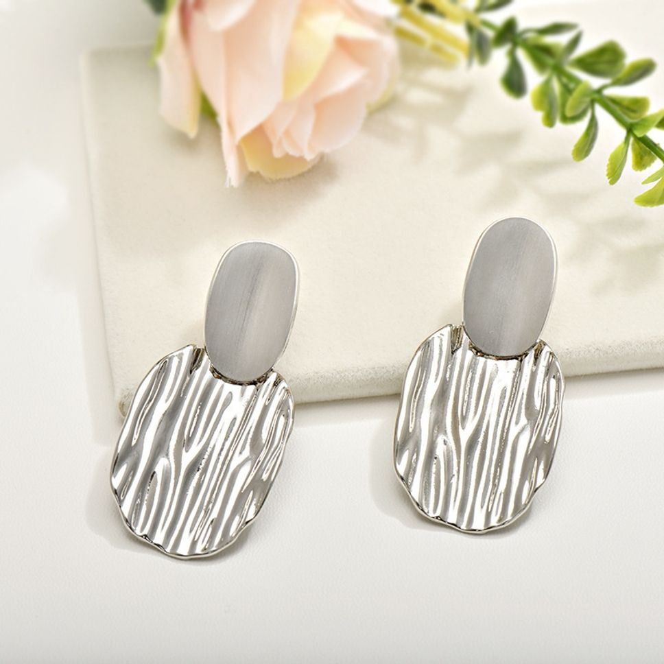 MYKI Anti-Tarnish Textured Drop Earrings (MKERCH981-SSYI)