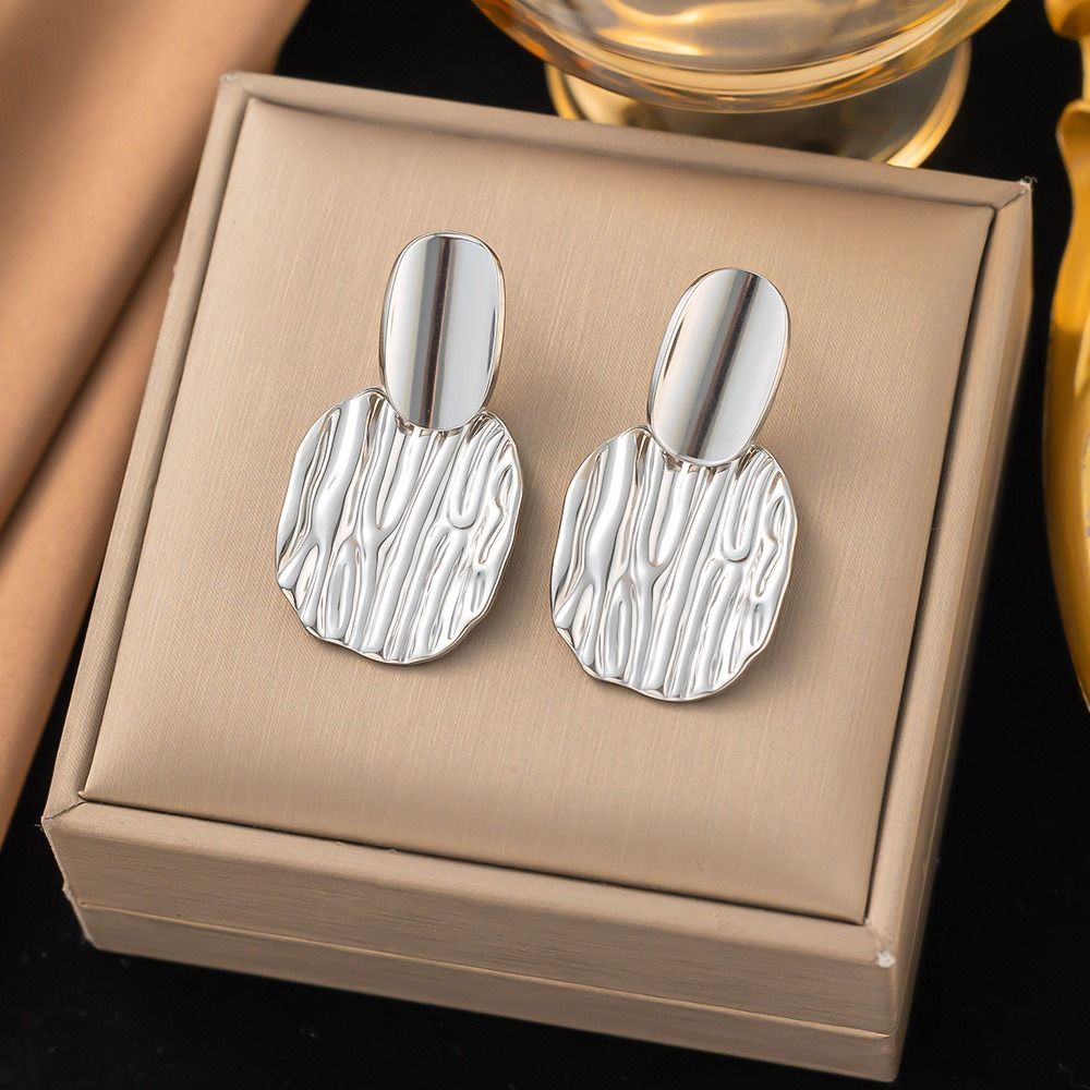 MYKI Silver Plated Anti-Tarnish Textured Drop Earrings (MKERCH981S-SSYI)