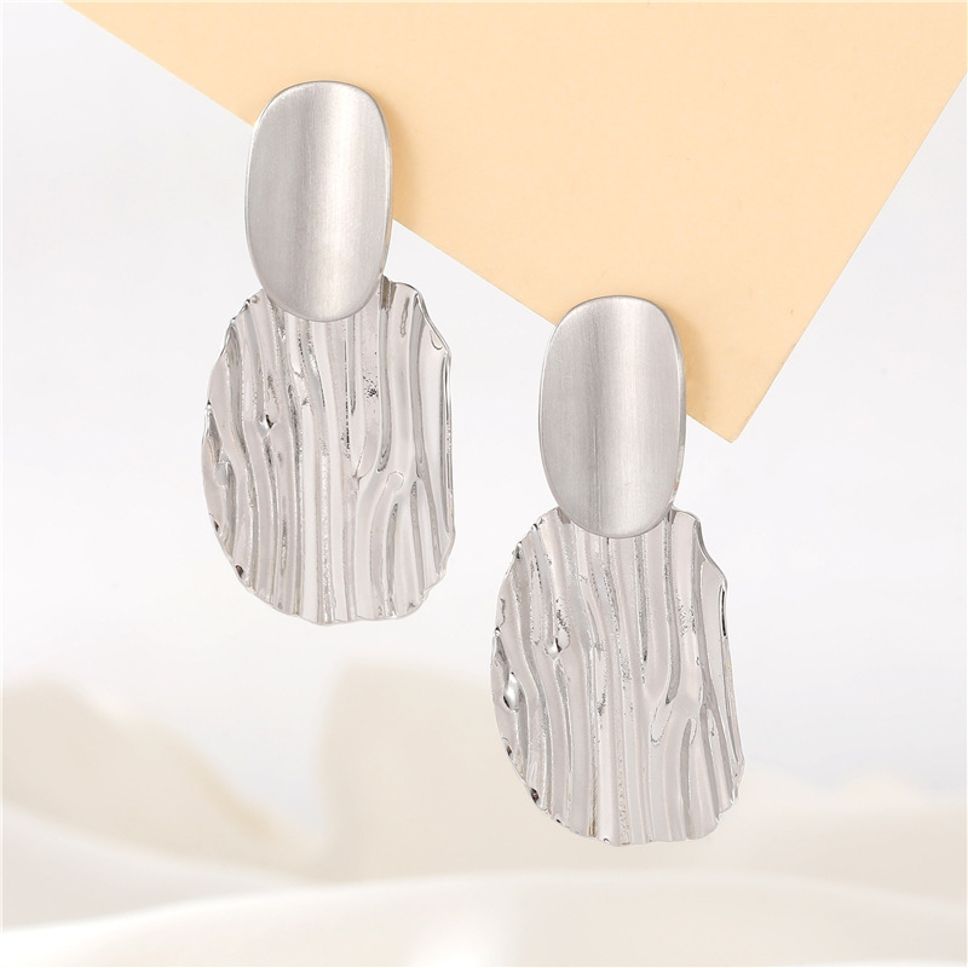 MYKI Anti-Tarnish Textured Drop Earrings (MKERCH981-SSYI)