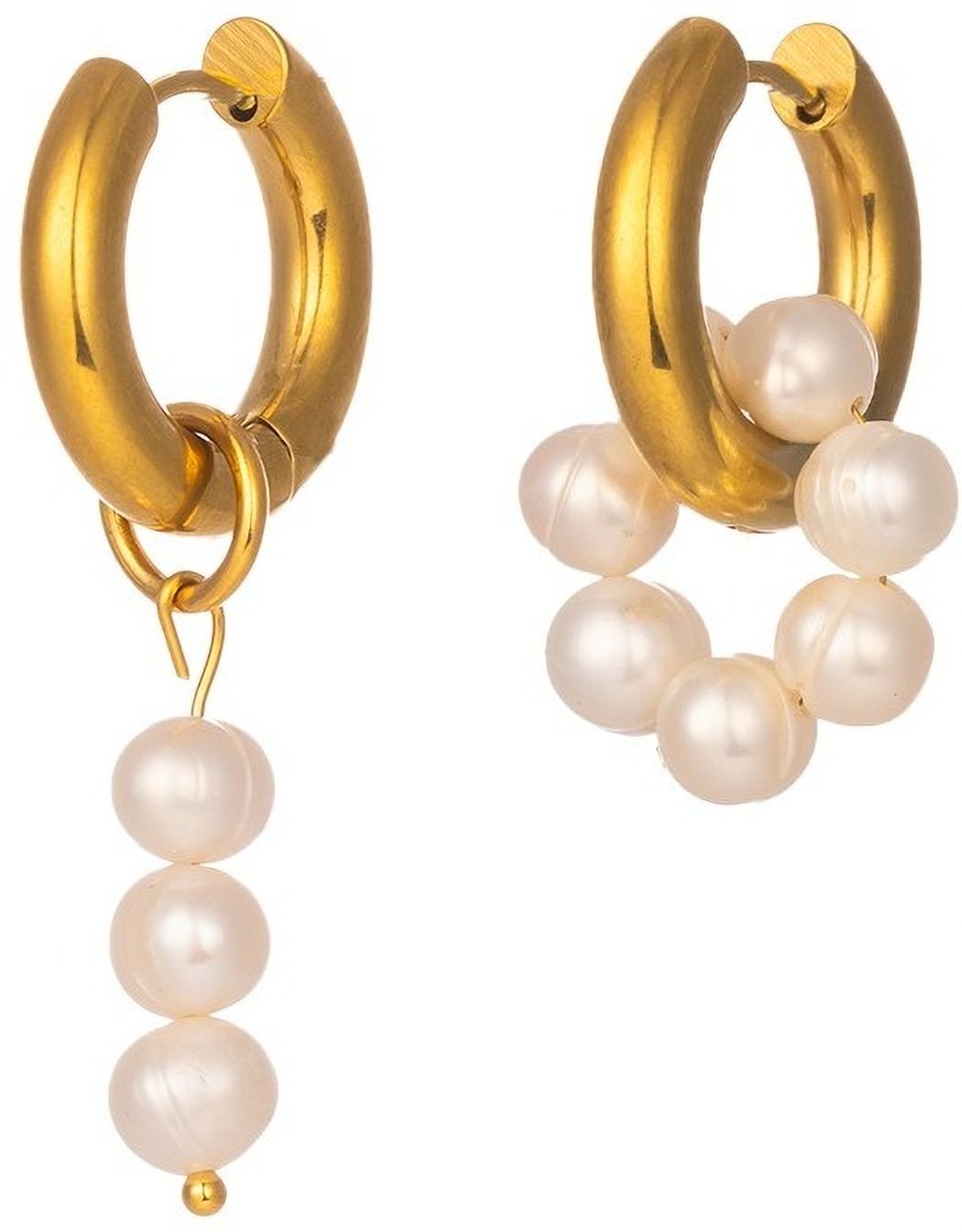 MYKI Gold Plated Anti-Tarnish Pearl Drop Hoop Earrings (MKERCH982G-SSYI)
