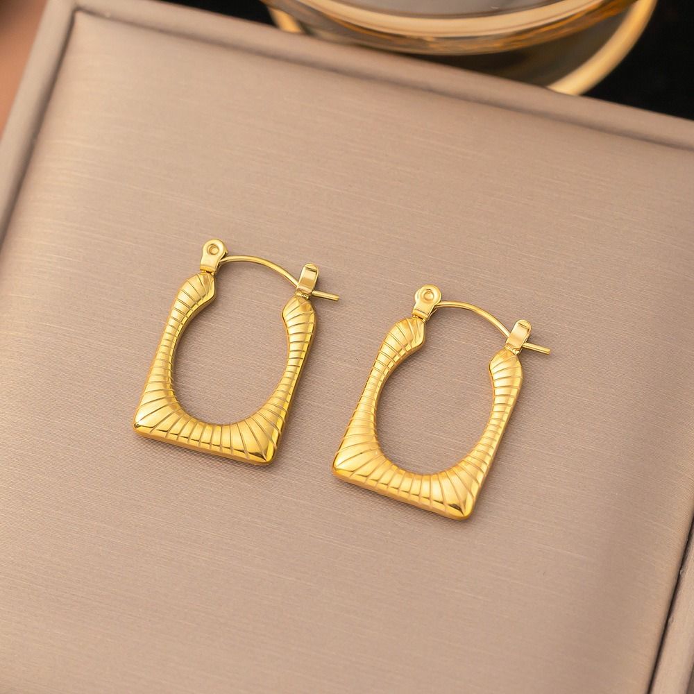 MYKI Gold Plated Anti-Tarnish Geometric Hoop Earrings (MKERCH984G-SSYI)