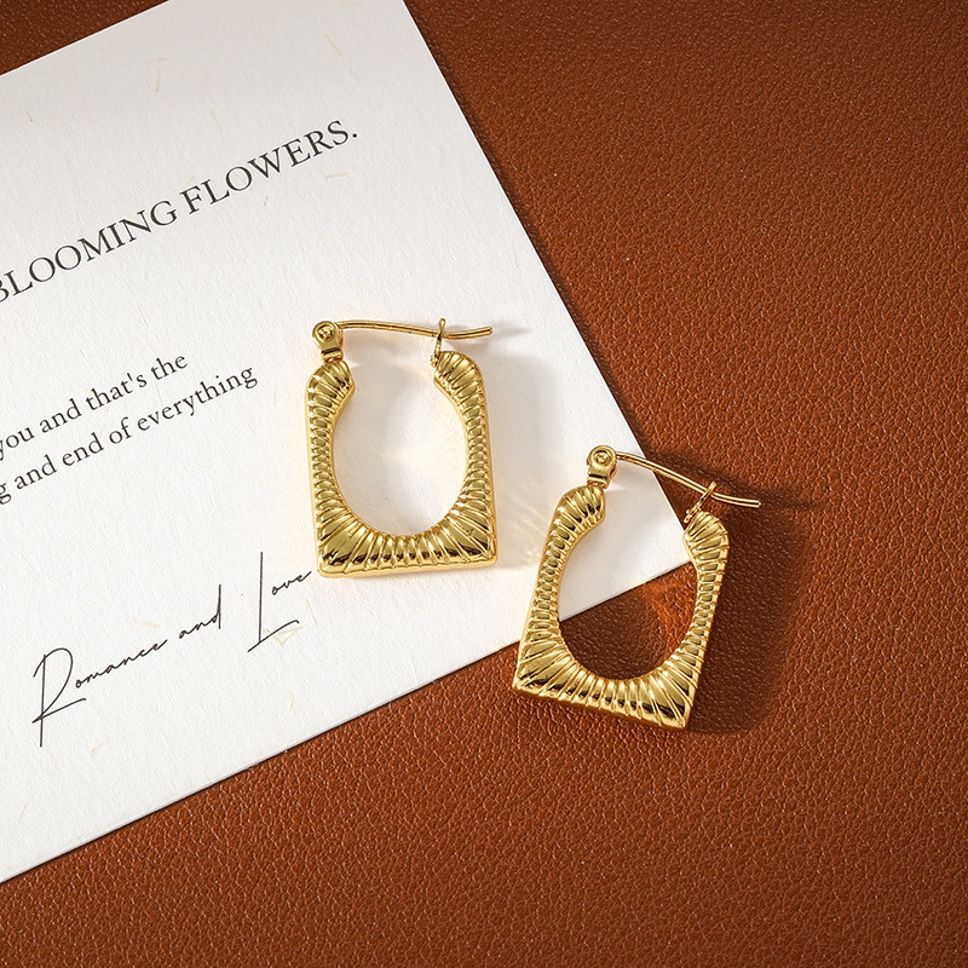 MYKI Anti-Tarnish Geometric Hoop Earrings (MKERCH984-SSYI)