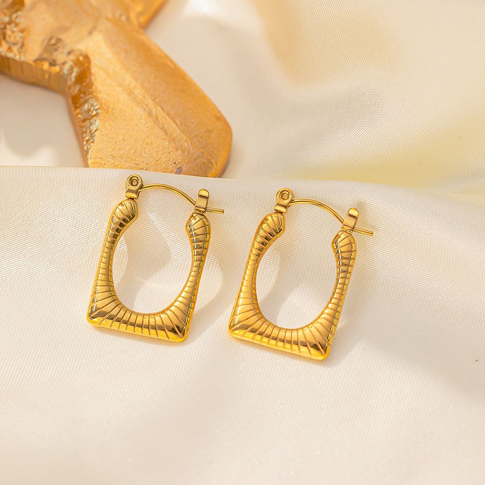 MYKI Anti-Tarnish Geometric Hoop Earrings (MKERCH984-SSYI)