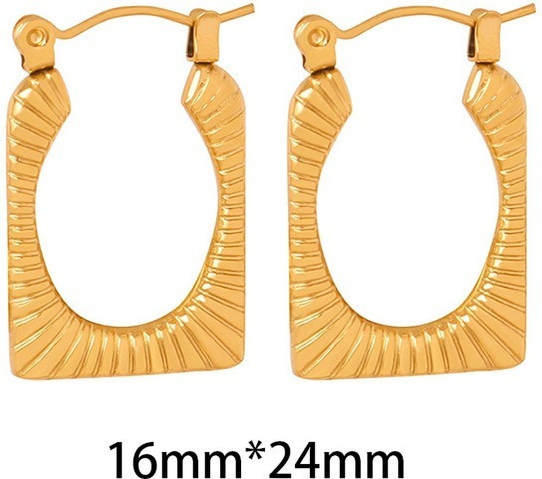 MYKI Anti-Tarnish Geometric Hoop Earrings (MKERCH984-SSYI)
