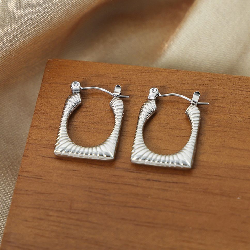 MYKI Silver Anti-Tarnish Textured Hoop Earrings for Women (MKERCH984S-SSYI)