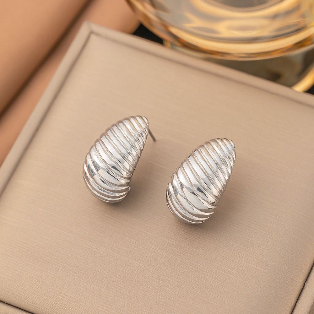MYKI Silver Anti-Tarnish Textured Dome Earrings for Women (MKERCH985S-SSYI)
