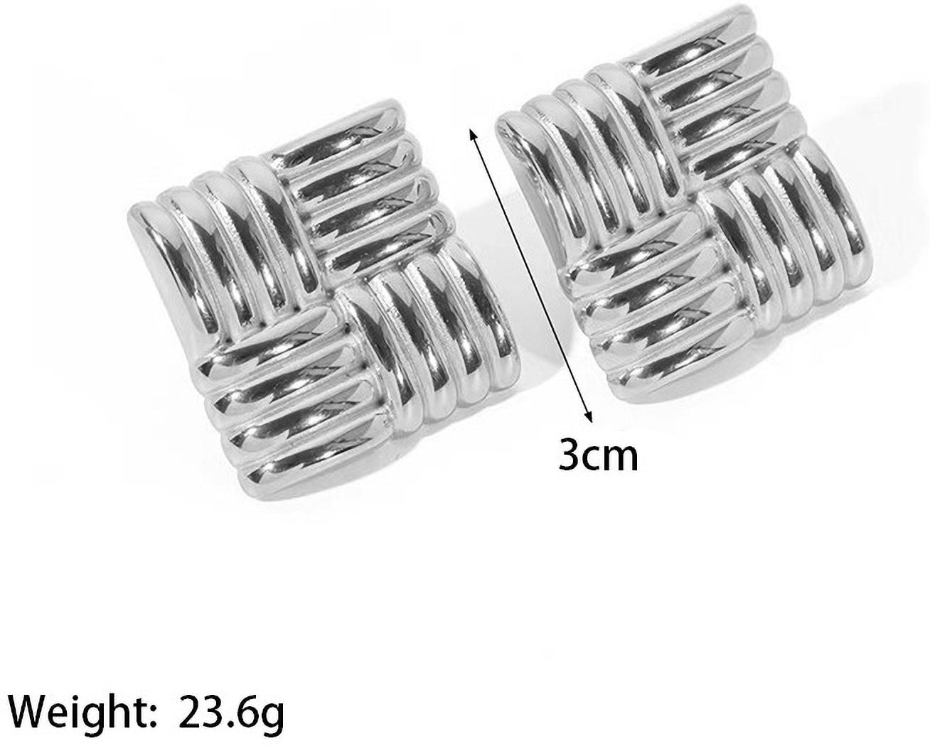 MYKI Ribbed Square Statement Earrings | Anti Tarnish (MKERCH986-SSYI)