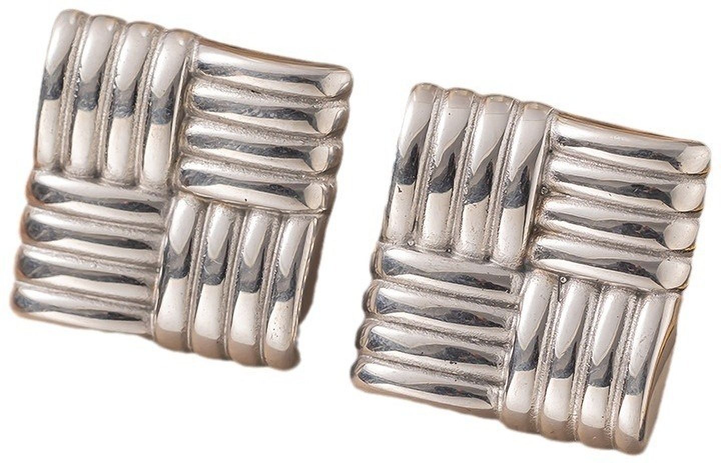 MYKI Ribbed Square Statement Earrings | Anti Tarnish (MKERCH986-SSYI)