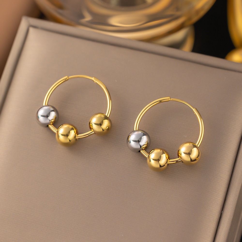 MYKI Ball Charm Premium Plated Necklace & Hoop Earrings Set (mkps15)