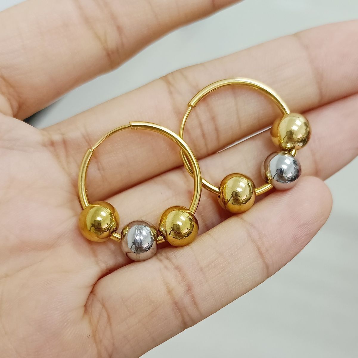 MYKI Gold & Dual Tone Hoop Earrings | Anti Tarnish (MKERCH987G-SSYI)