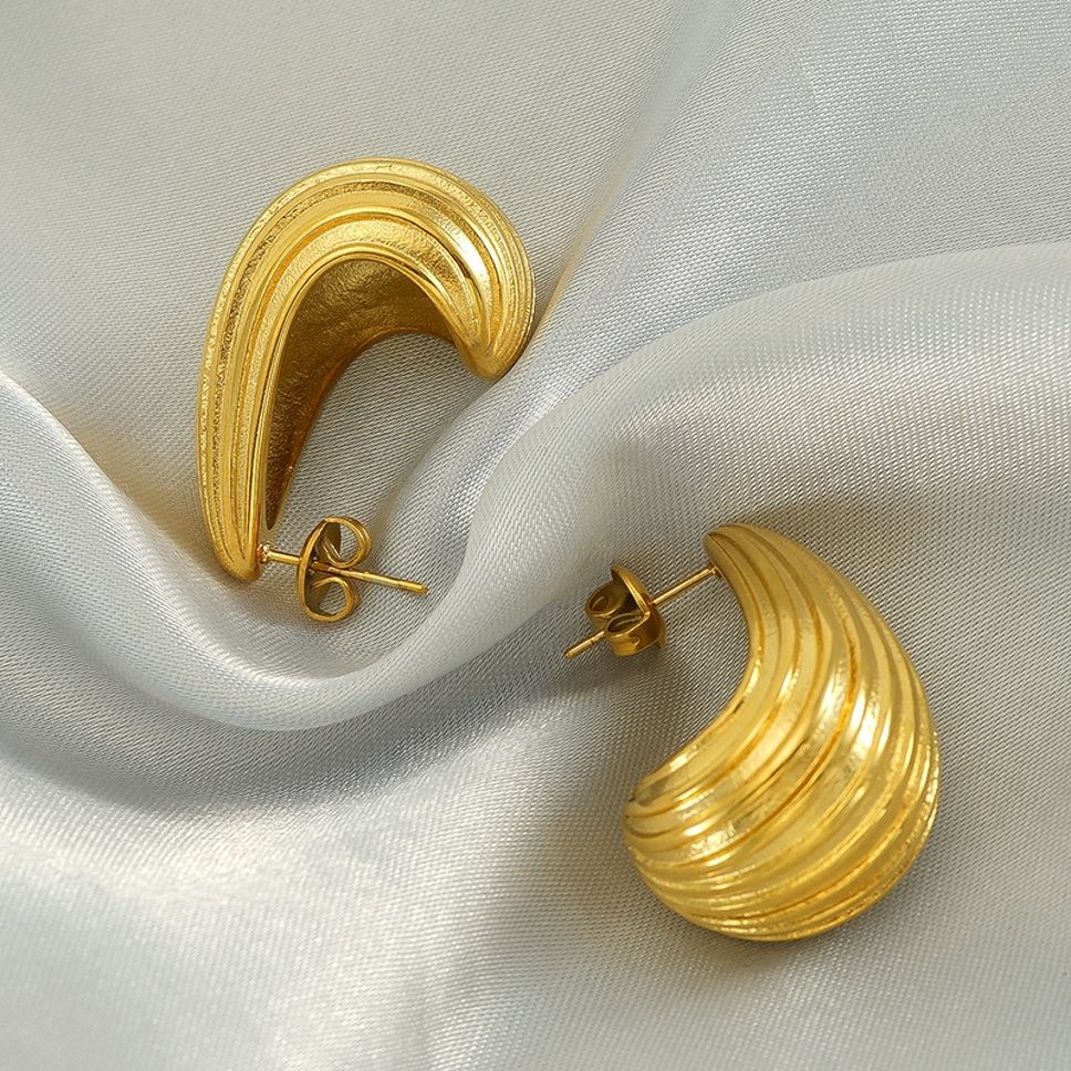 MYKI Textured Swirl Anti-Tarnish Earrings | MYKI (MKERCH988-SSYI)