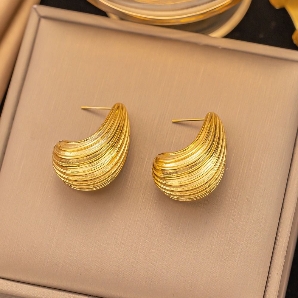 MYKI Gold Plated Textured Swirl Earrings | Anti Tarnish (MKERCH988G-SSYI)
