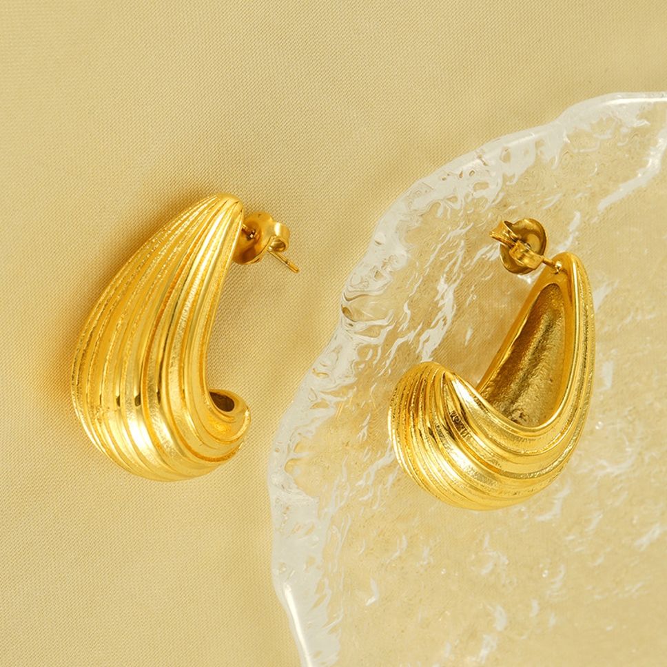 MYKI Textured Swirl Anti-Tarnish Earrings | MYKI (MKERCH988-SSYI)