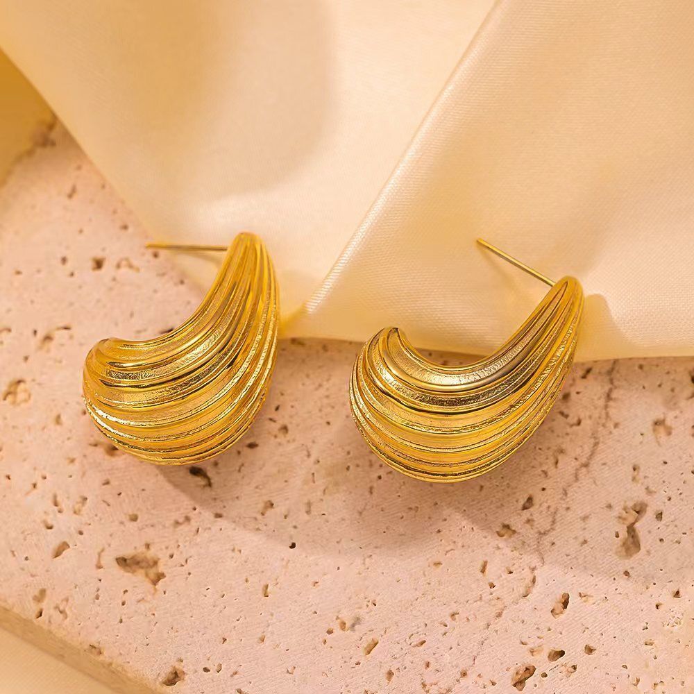 MYKI Textured Swirl Anti-Tarnish Earrings | MYKI (MKERCH988-SSYI)