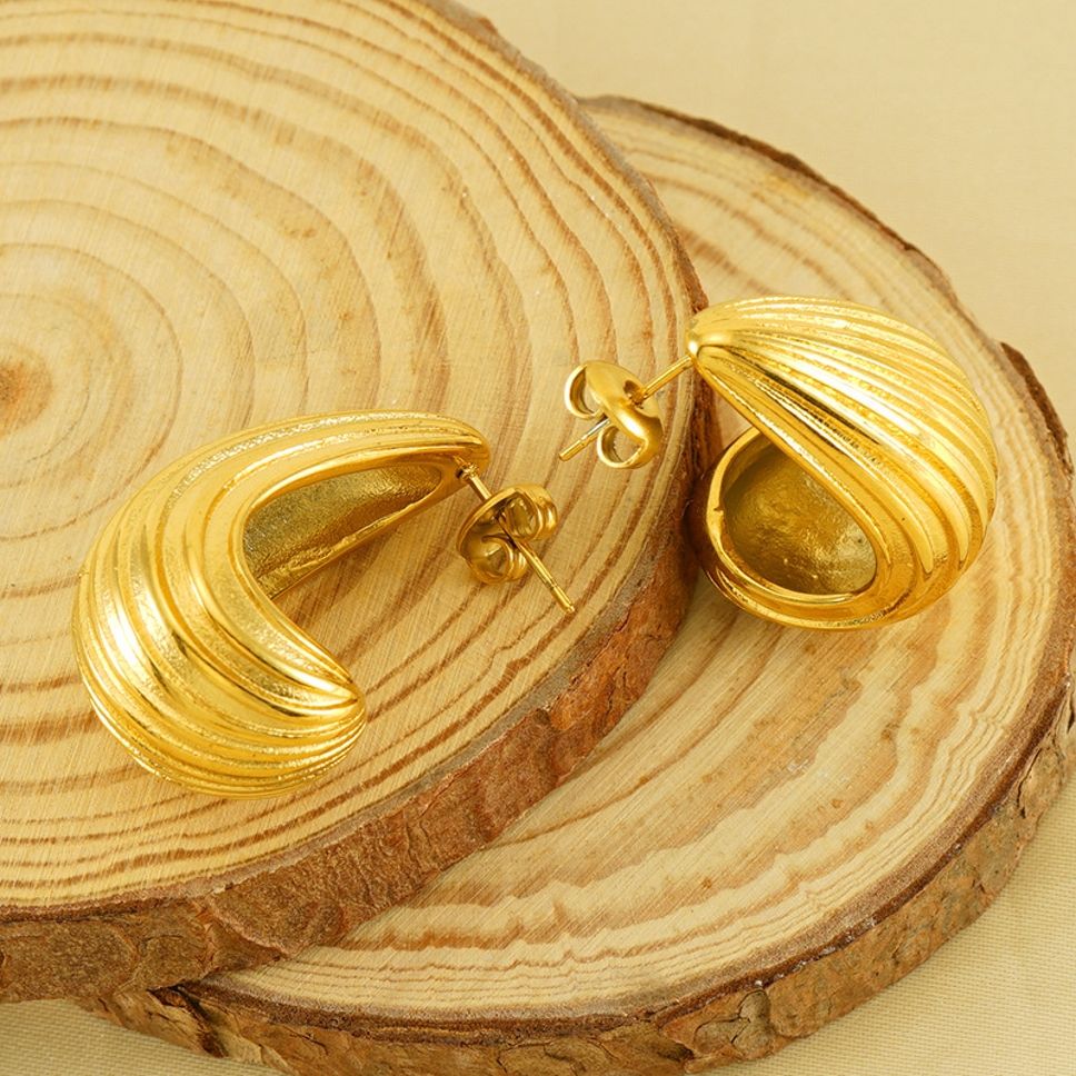 MYKI Textured Swirl Anti-Tarnish Earrings | MYKI (MKERCH988-SSYI)