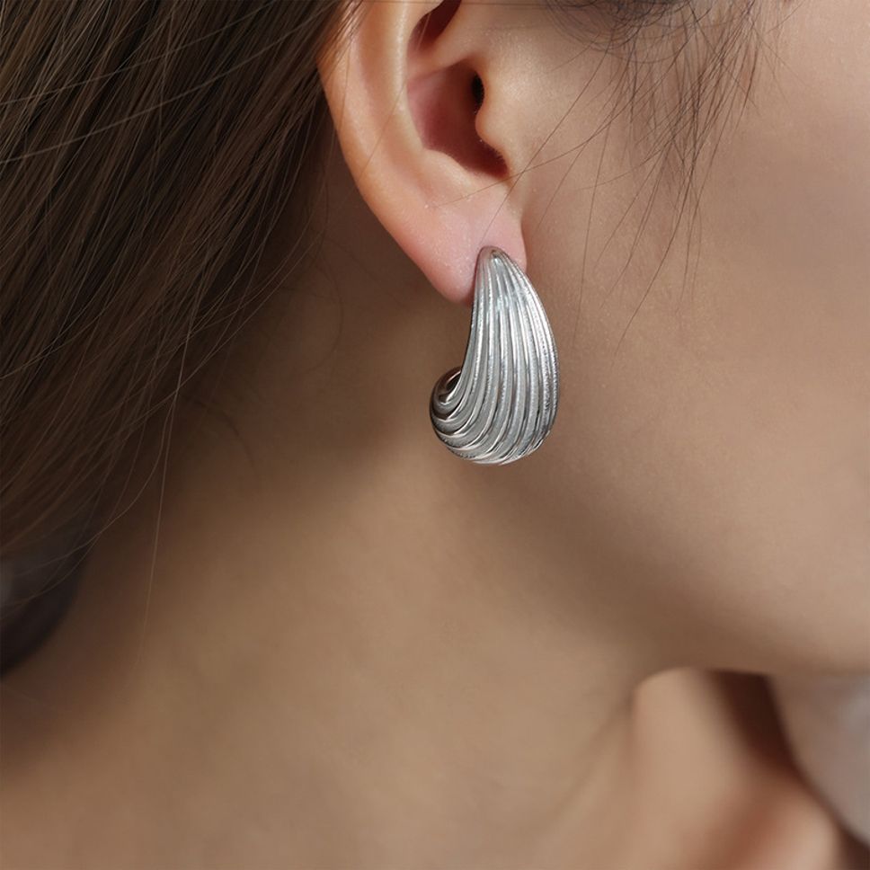 MYKI Textured Swirl Anti-Tarnish Earrings | MYKI (MKERCH988-SSYI)
