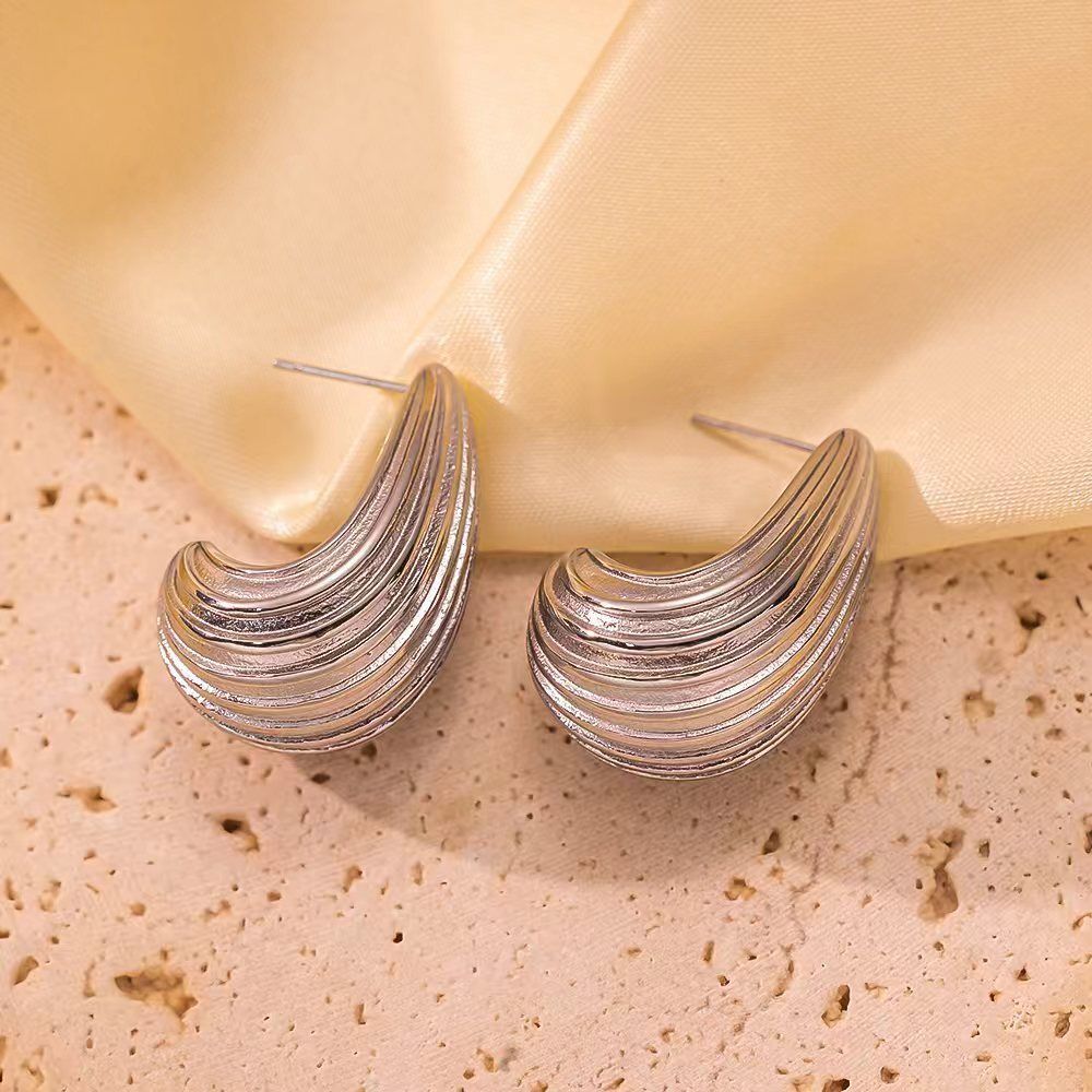 MYKI Textured Swirl Anti-Tarnish Earrings | MYKI (MKERCH988-SSYI)