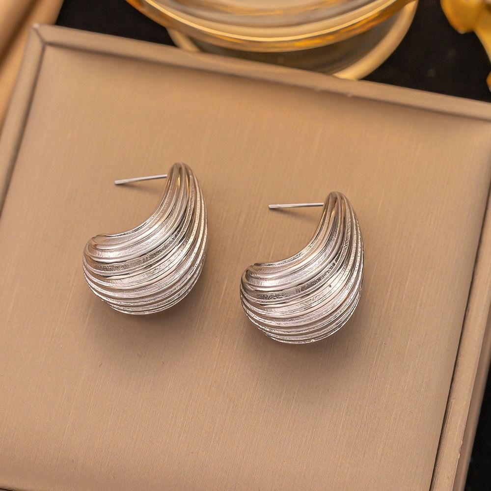 MYKI Silver Textured Swirl Anti-Tarnish Earrings | MYKI (MKERCH988S-SSYI)