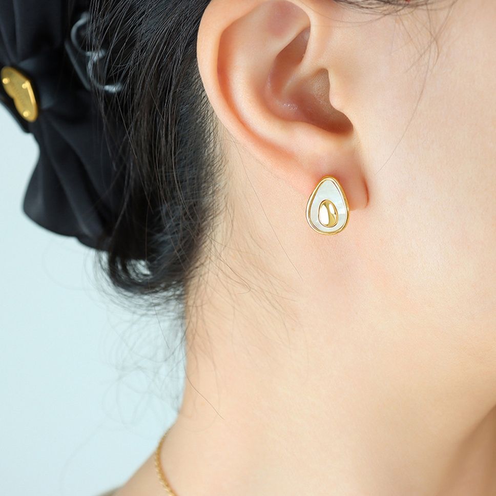 MYKI Gold & White Enamel Drop Earrings | Anti Tarnish (MKERCH989G-SSYI)
