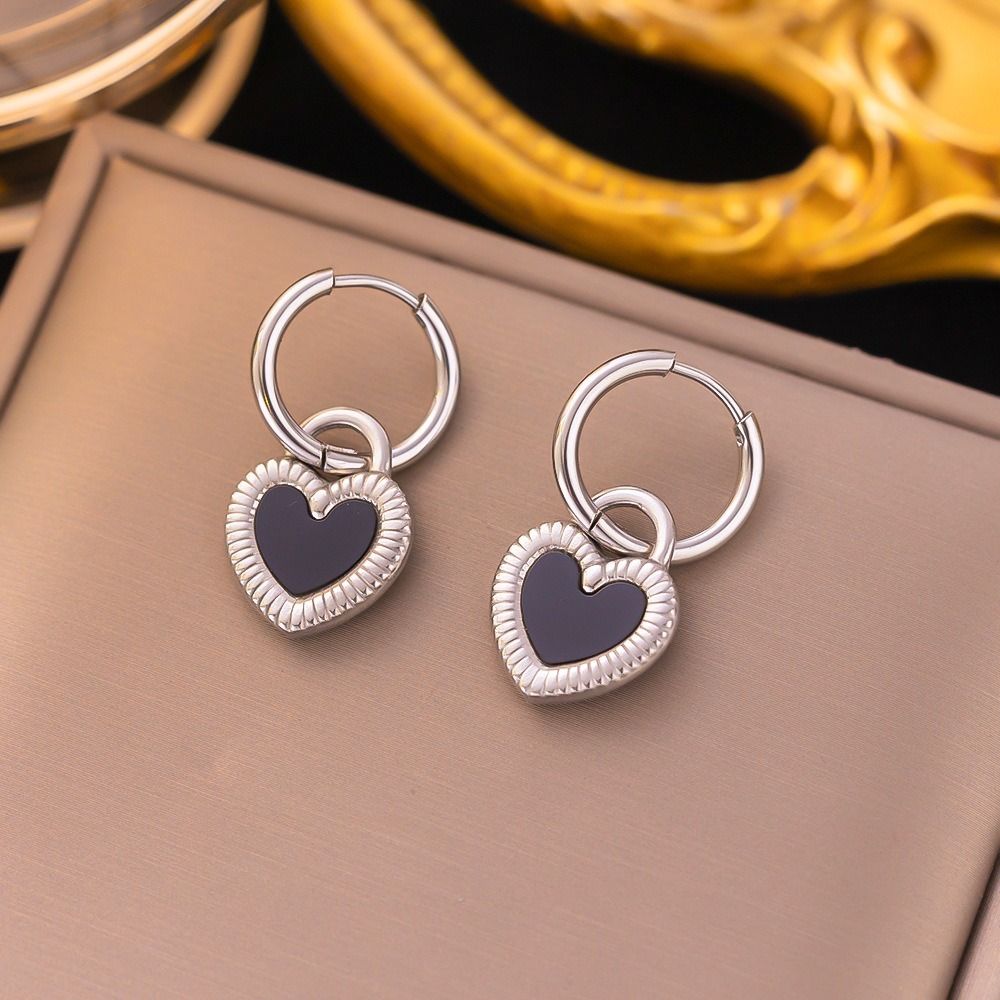 MYKI Heart Charm Premium Plated Silver Necklace & Earrings Set (mkps2)