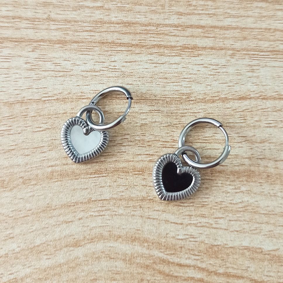 MYKI Black Heart Hoop Earrings | Anti Tarnish (MKERCH990-BLACK-SSYI)