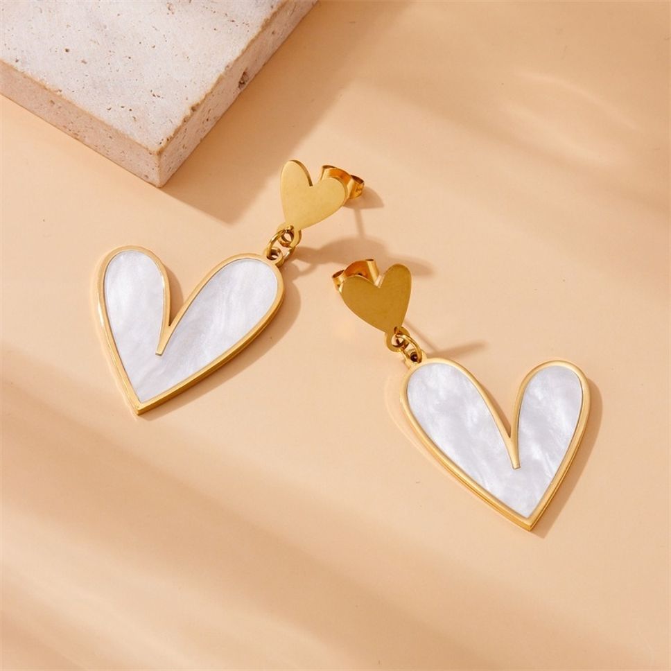 MYKI Gold Plated Double Heart Drop Earrings | Anti Tarnish (MKERCH993G-SSYI)