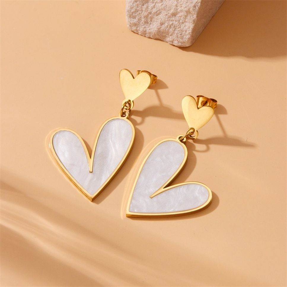 MYKI Gold Plated Double Heart Drop Earrings | Anti Tarnish (MKERCH993G-SSYI)