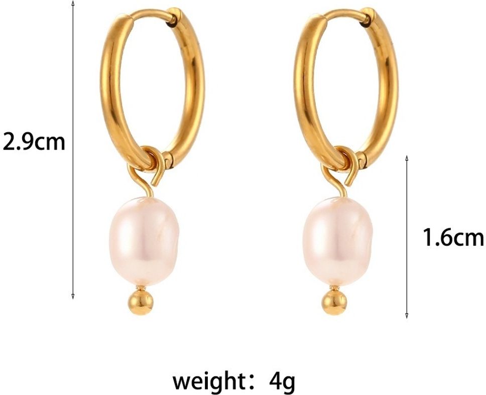MYKI Gold Plated Pearl Drop Hoop Earrings | Anti Tarnish (MKERCH994G-SSYI)