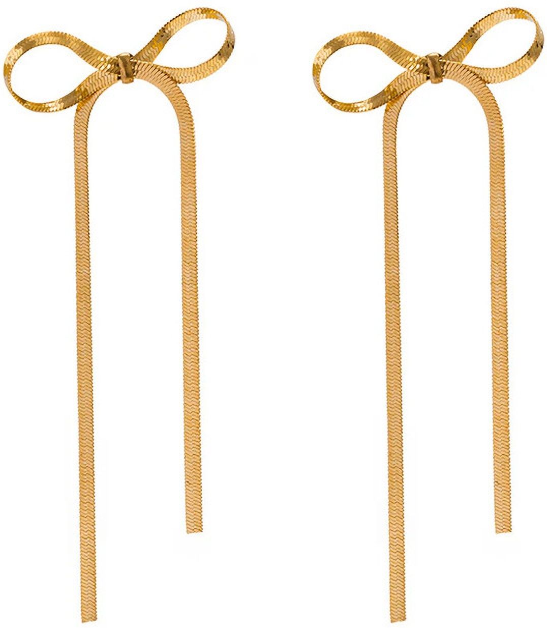 MYKI Ribbon Bow Dangle Earrings | Anti Tarnish (MKERCH995-SSYI)