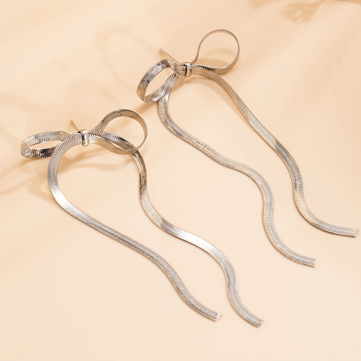 MYKI Ribbon Bow Dangle Earrings | Anti Tarnish (MKERCH995-SSYI)