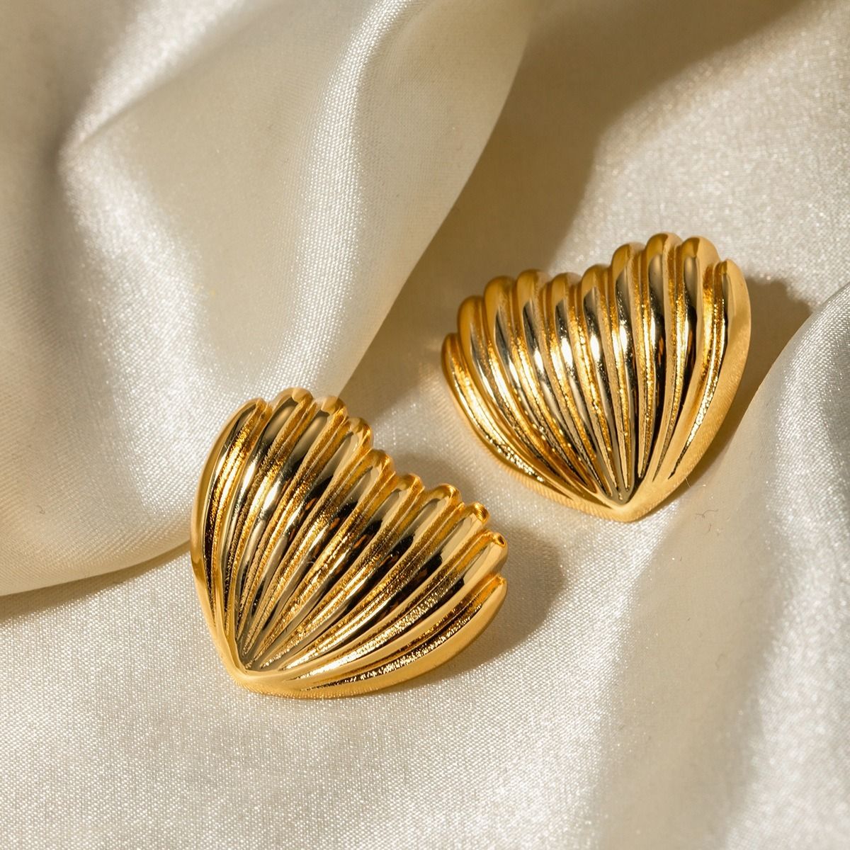 MYKI Textured Heart Stud Earrings | Anti Tarnish (MKERCH996-SSYI)