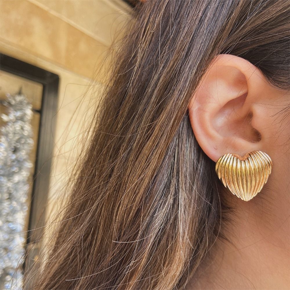 MYKI Textured Heart Stud Earrings | Anti Tarnish (MKERCH996-SSYI)