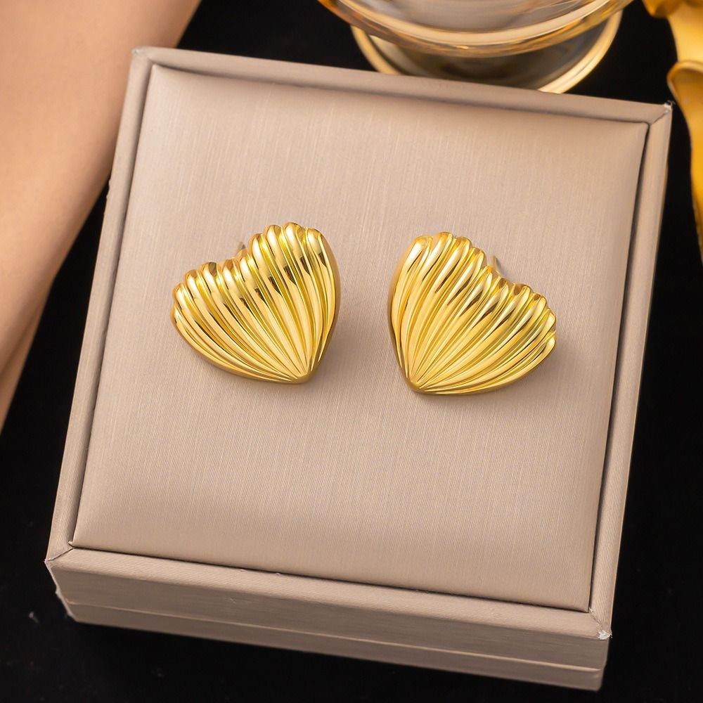 MYKI Textured Heart Stud Earrings | Anti Tarnish (MKERCH996-SSYI)