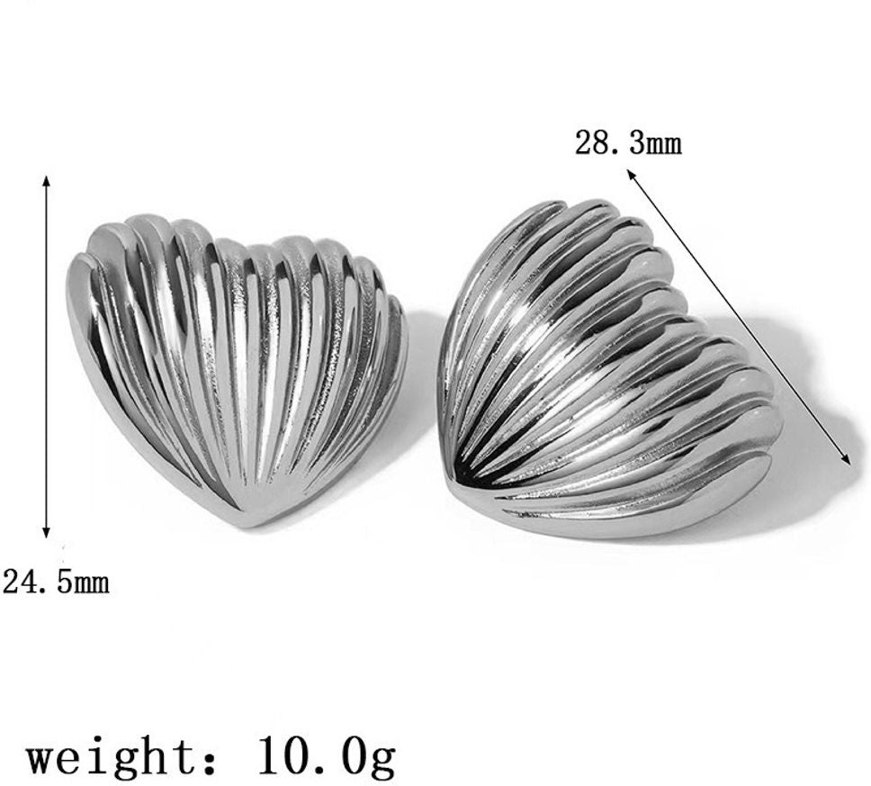 MYKI Textured Heart Stud Earrings | Anti Tarnish (MKERCH996-SSYI)
