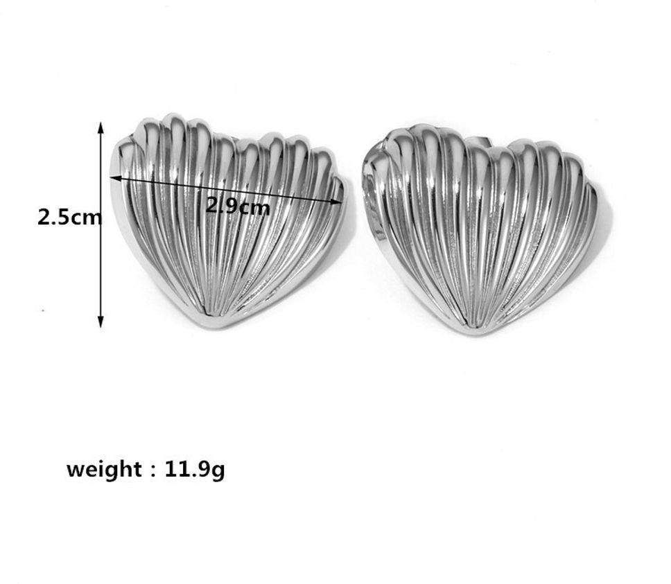 MYKI Textured Heart Stud Earrings | Anti Tarnish (MKERCH996-SSYI)