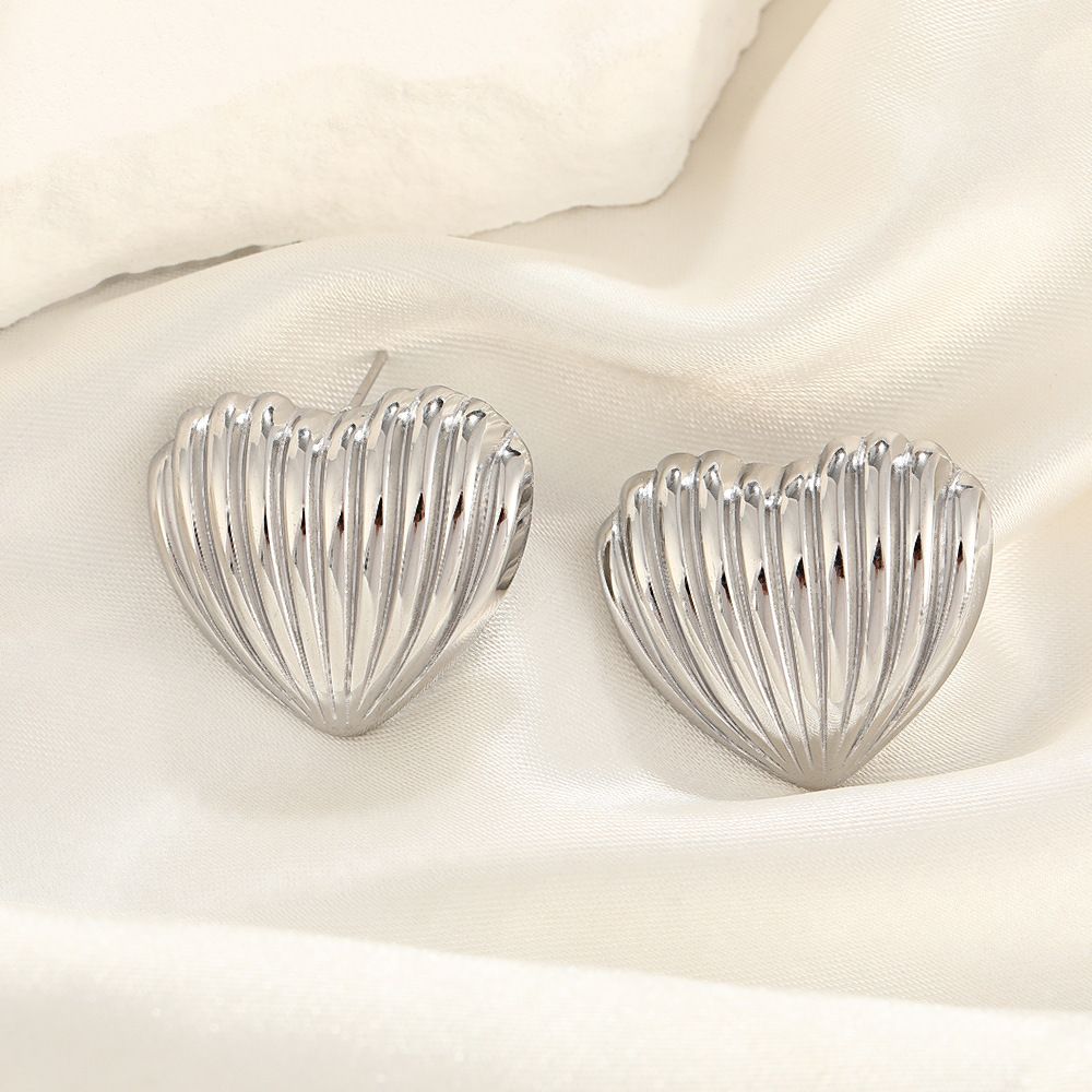 MYKI Textured Heart Stud Earrings | Anti Tarnish (MKERCH996-SSYI)
