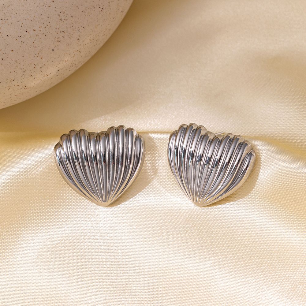 MYKI Textured Heart Stud Earrings | Anti Tarnish (MKERCH996-SSYI)