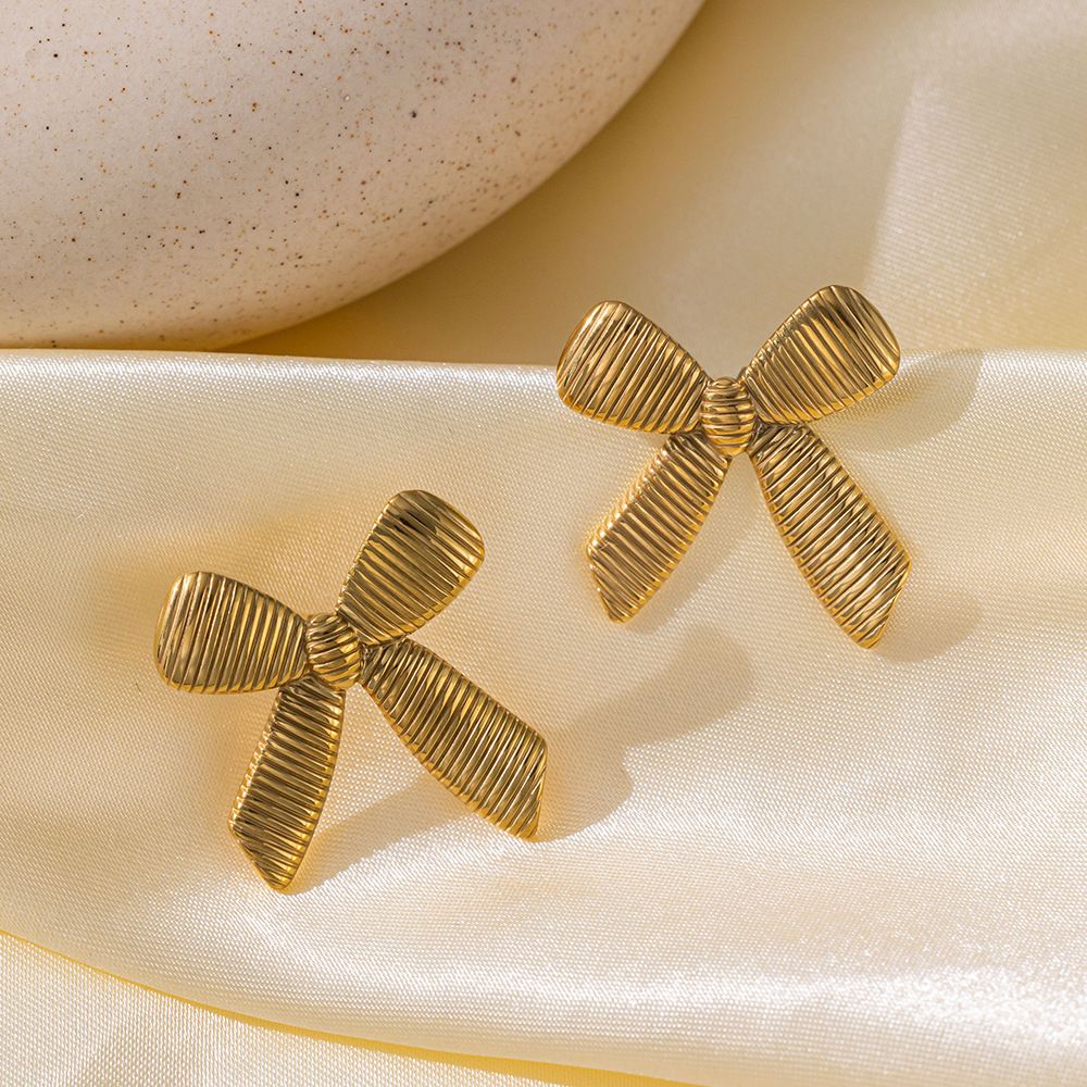 MYKI Bow Knot Stud Earrings | Anti Tarnish (MKERCH997-SSYI)