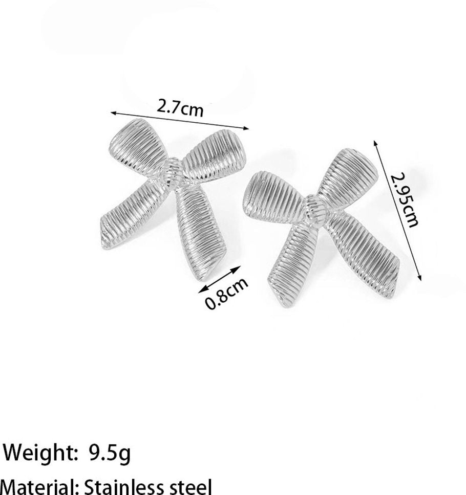 MYKI Bow Knot Stud Earrings | Anti Tarnish (MKERCH997-SSYI)