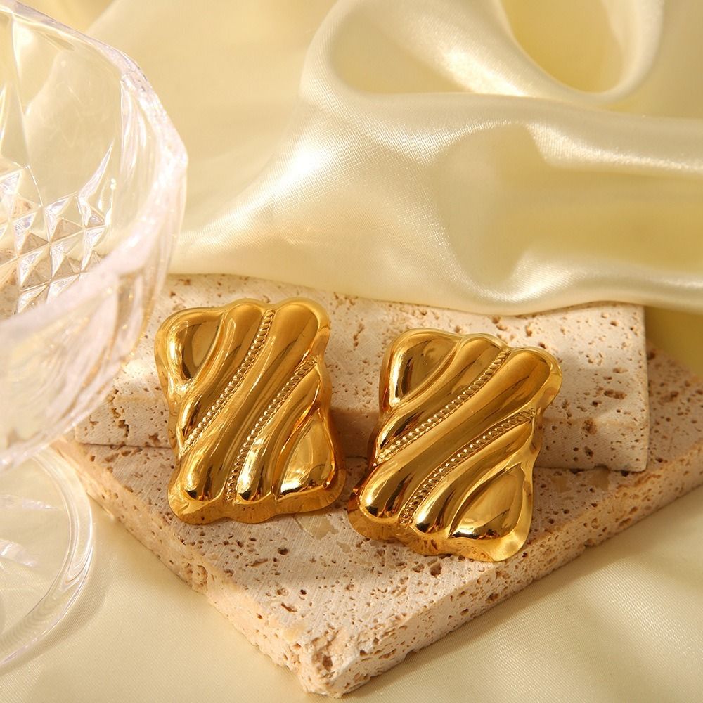 MYKI Anti Tarnish Wave Textured Stud Earrings | MYKI (MKERCH998-SSYI)