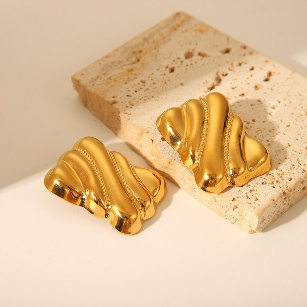 MYKI Anti Tarnish Wave Textured Stud Earrings | MYKI (MKERCH998-SSYI)