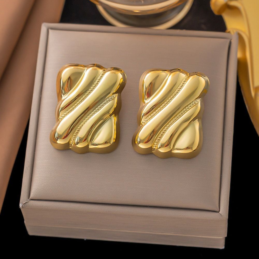 MYKI Gold Plated Anti Tarnish Wave Textured Stud Earrings | MYKI (MKERCH998G-SSYI)