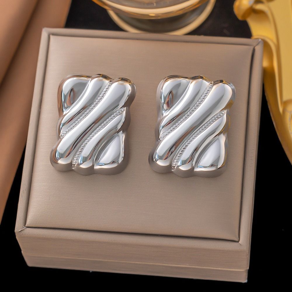 MYKI Silver Anti Tarnish Wave Textured Stud Earrings | MYKI (MKERCH998S-SSYI)