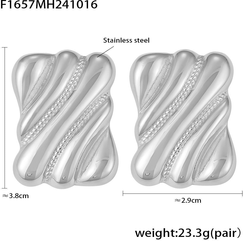 MYKI Anti Tarnish Wave Textured Stud Earrings | MYKI (MKERCH998-SSYI)