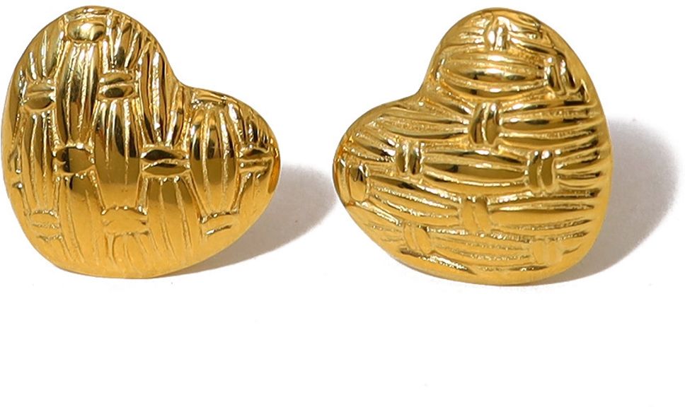MYKI Anti Tarnish Textured Heart Stud Earrings | MYKI (MKERCH999-SSYI)