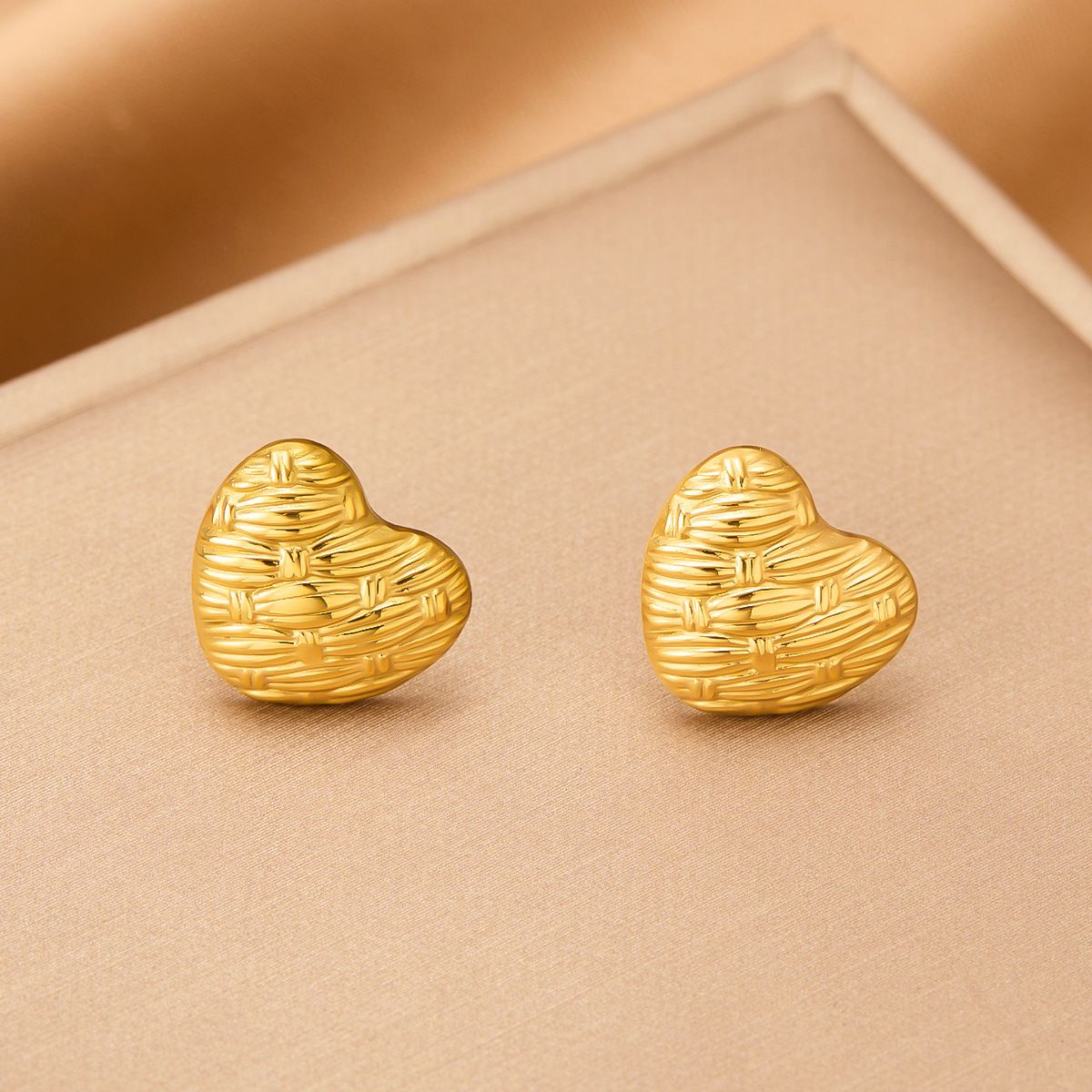MYKI Gold Plated Anti Tarnish Textured Heart Stud Earrings | MYKI (MKERCH999G-SSYI)